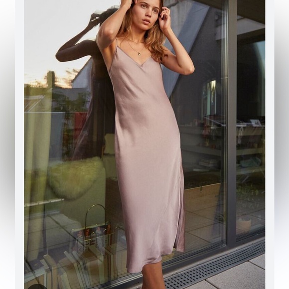 Aritzia Wilfred Only Slip Satin Midi Dress - Picture 1 of 4